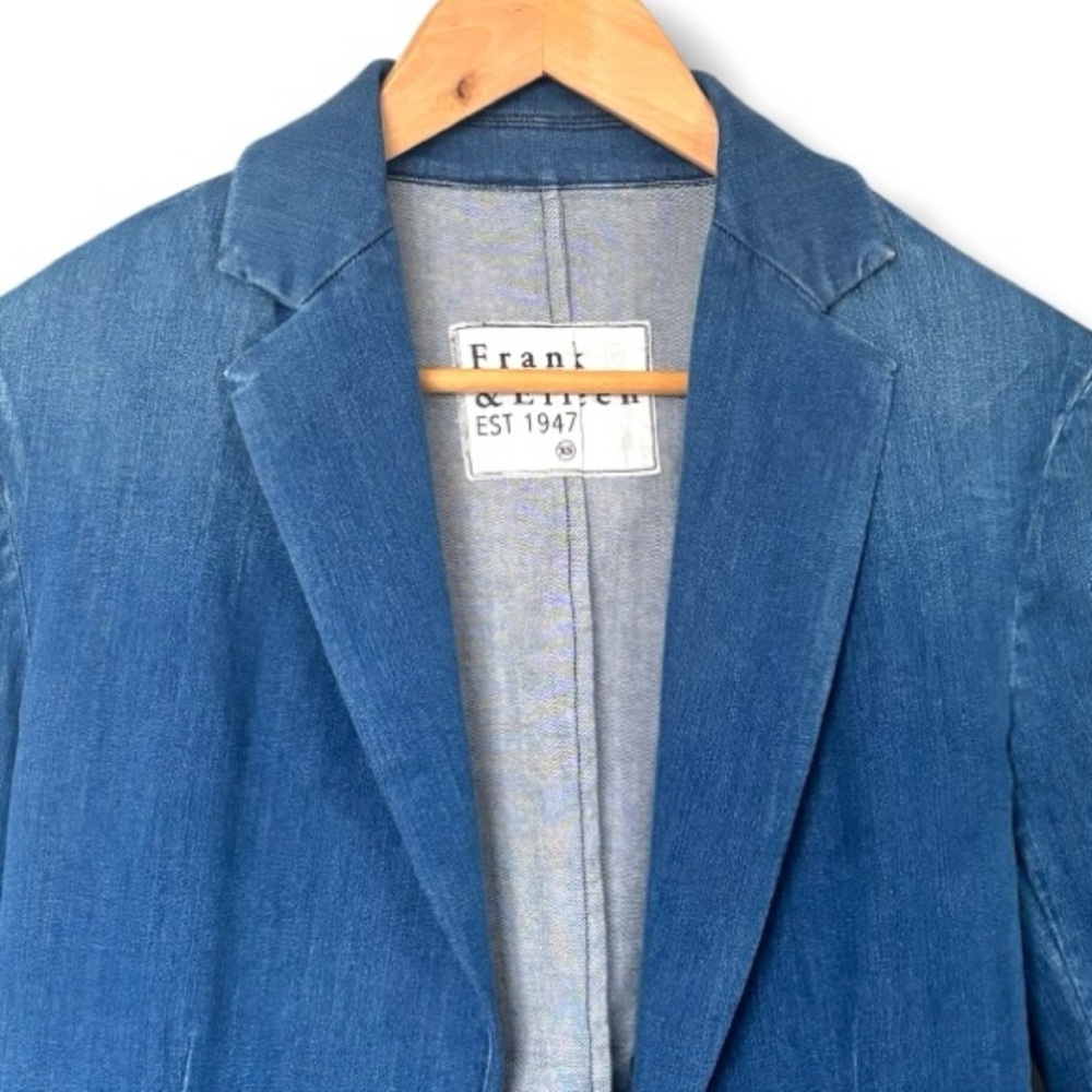 Frank & Eileen Dublin Tailored Blazer | Italian Performance Denim Flax Blue XS - Picture 6 of 11
